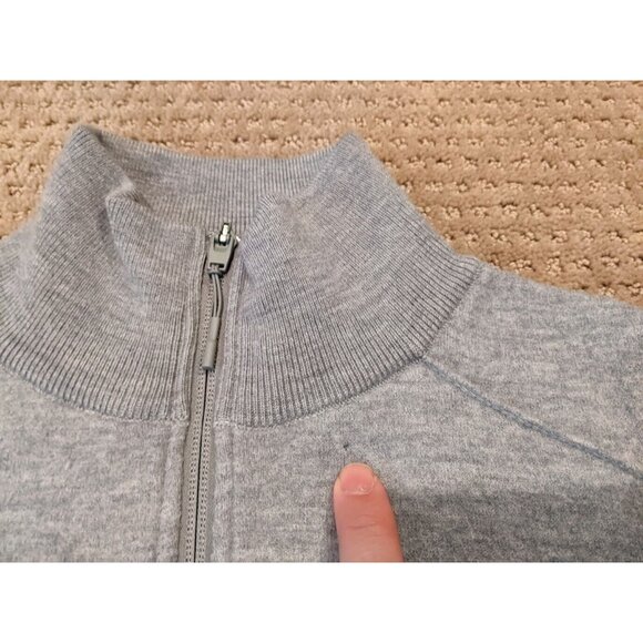 Y-3 Adidas Yohji Yamamoto Men Medium Wool 1/4 1/2 Zip Pullover Sweater Grey Logo - Picture 3 of 9